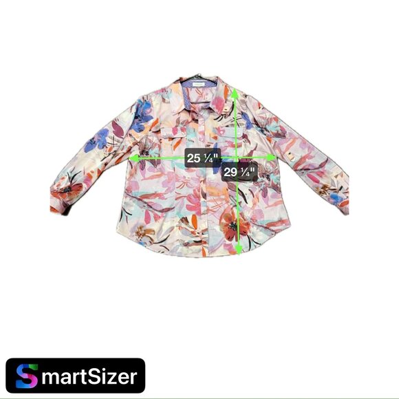 Calvin Klein Womens Floral Button-Up Blouse Watercolor Long Sleeve Sz 2X - Picture 7 of 9